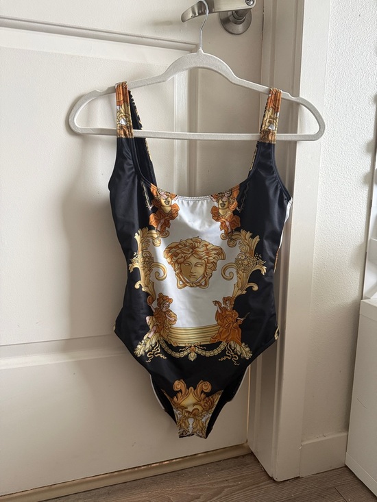 Versace Other - EUC - Versace Black and Gold Medallion One-Piece Swimsuit